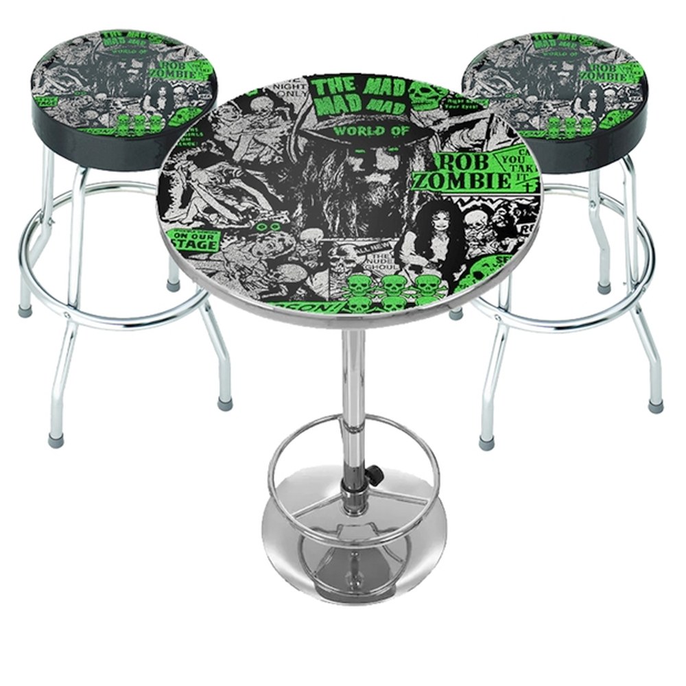 Rocksax Rob Zombie - Mad Mad World Barkrukken & Tafel Set - Zwart